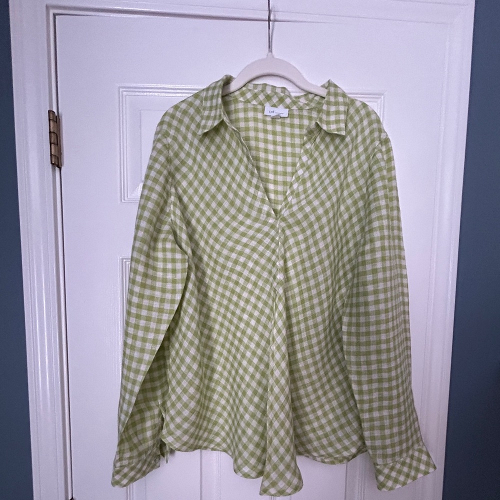 J.Jill Gingham Linen Popover